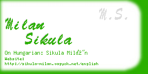 milan sikula business card